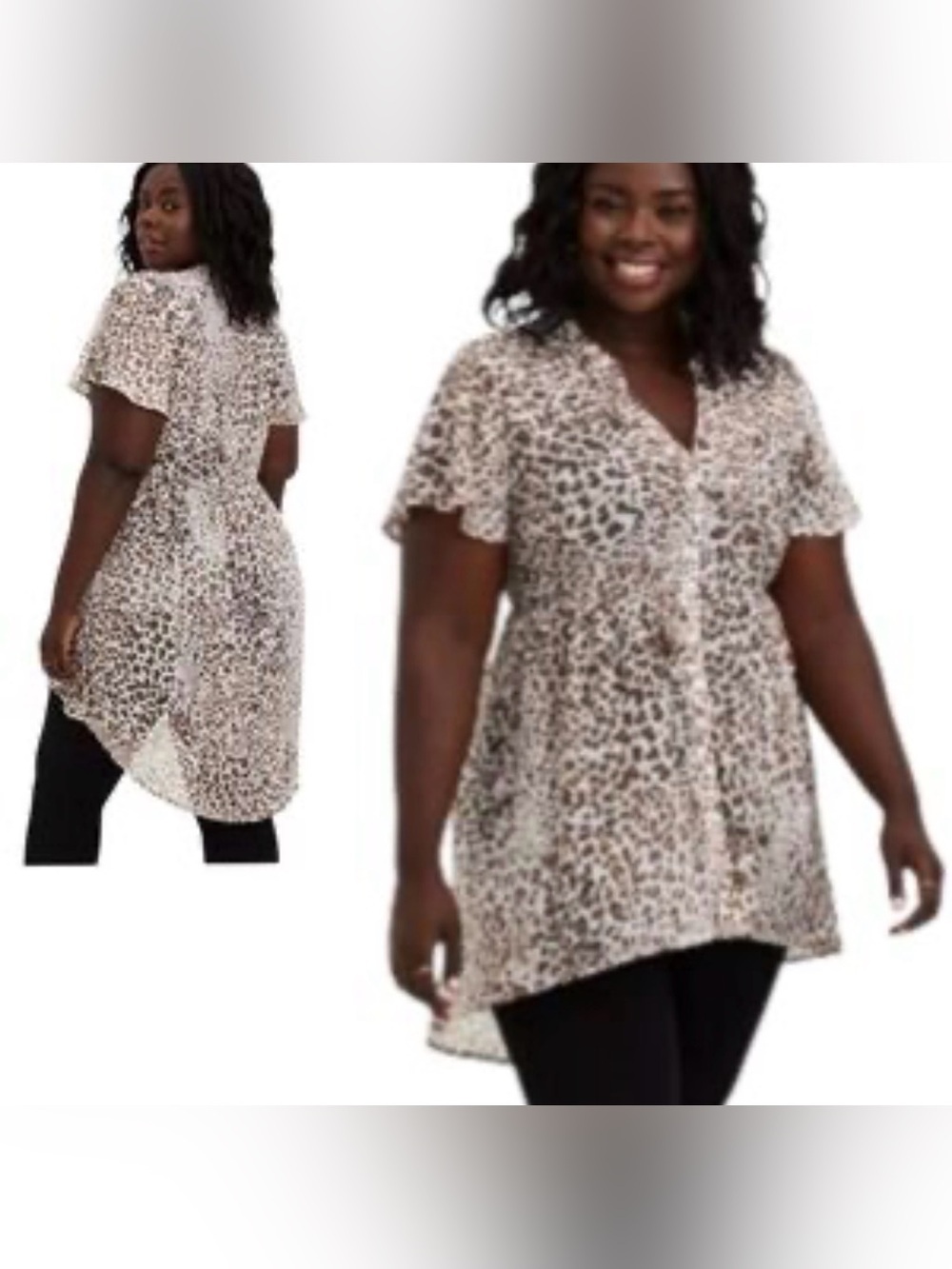 Torrid Lexie Babydoll Leopard Chiffon Tunic Blouse Hi-Low Lightweight Size 2X